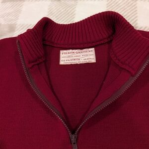 Filson Men's Deep Red Zip-Up Sweater